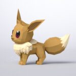 Papercraft of Eevee Pokémon in 3D origami
