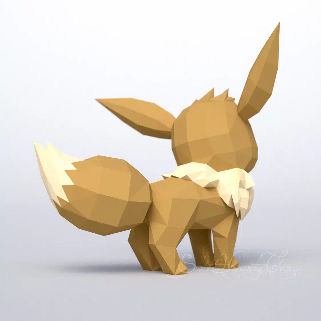 Eevee Pokémon Papercraft in 3D Origami, back view