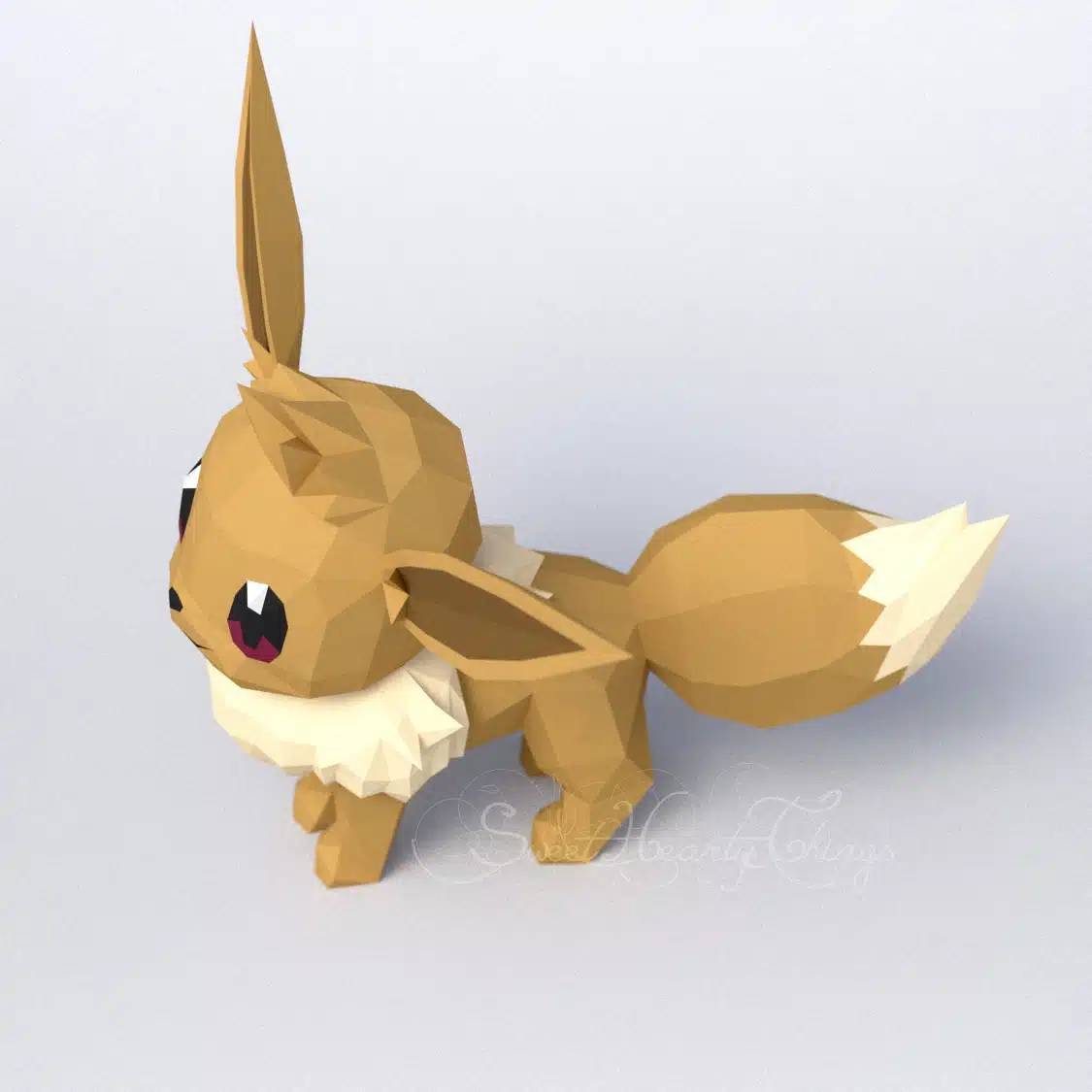Eevee Pokémon Papercraft in 3D Origami, side view