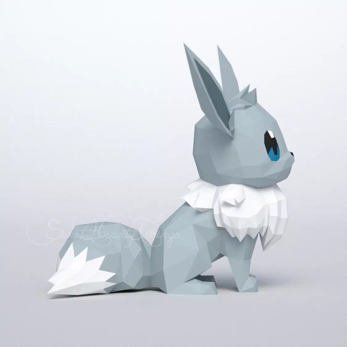 Shiny Eevee 3D origami papercraft, back view