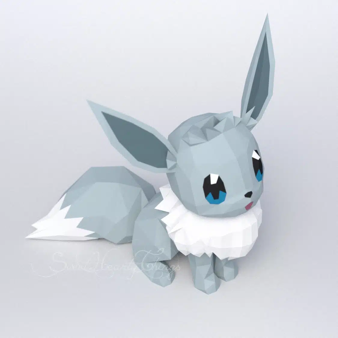 Shiny Eevee 3D origami papercraft, side view