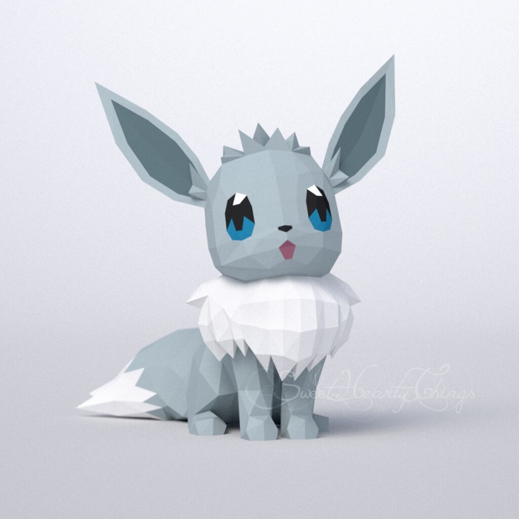 Papercraft Eevee shiny em origami 3D
