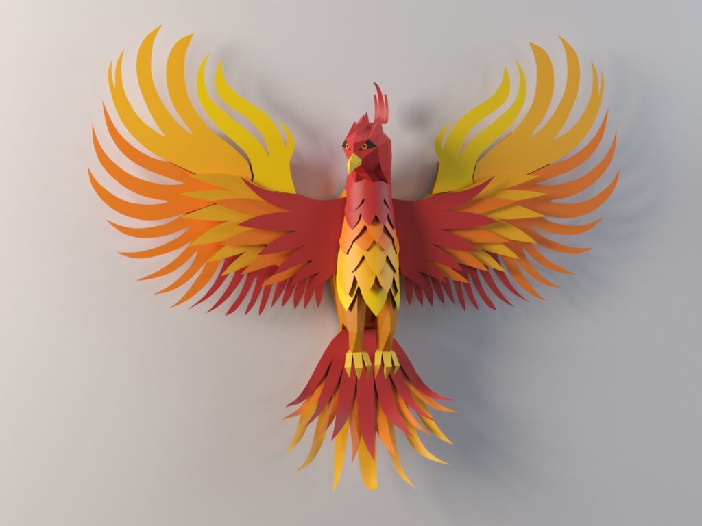 Papercraft di fenice in origami 3D