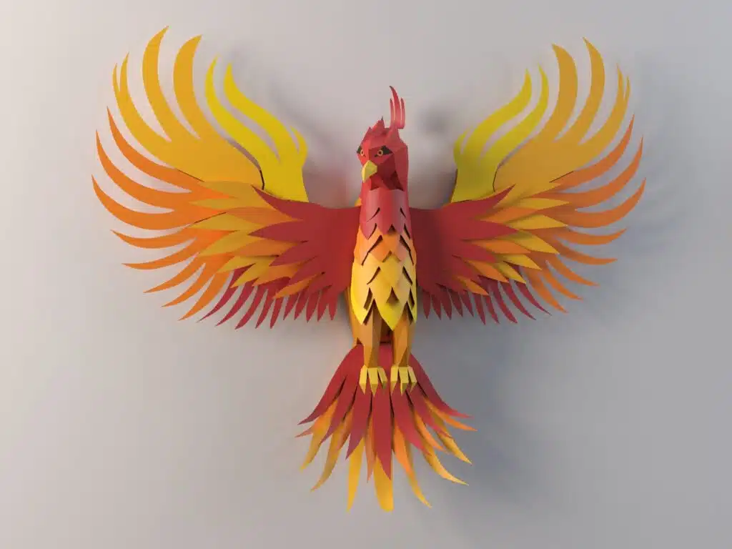 3D Origami Phoenix Papercraft, view 2