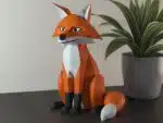 3D Origami Sitting Fox Papercraft, view 2