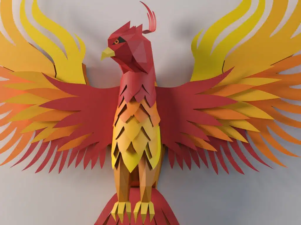 3D Origami Phoenix Papercraft, detail