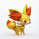 Papercraft of Fennekin Pokémon in 3D origami