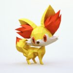 Papercraft of Fennekin Pokémon in 3D origami