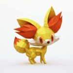 Papercraft of Fennekin Pokémon in 3D origami