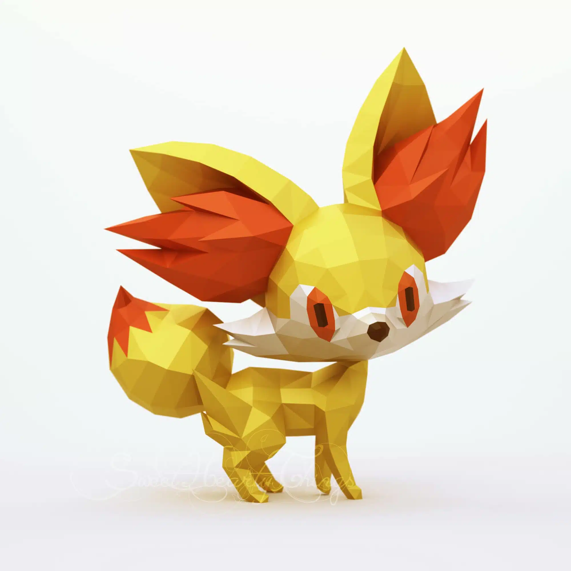 Papercraft di Feunnec Pokémon in origami 3D, vista laterale