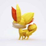 Papercraft of Fennekin Pokémon in 3D origami