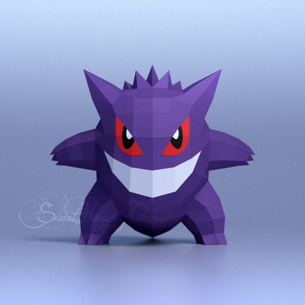 Papercraft di Gengar Pokémon in origami 3D