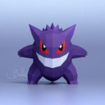 Papercraft of Gengar Pokémon in 3D origami