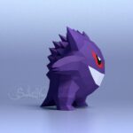 Papercraft of Gengar Pokémon in 3D origami