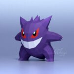 Papercraft of Gengar Pokémon in 3D origami