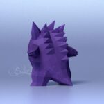 Papercraft of Gengar Pokémon in 3D origami