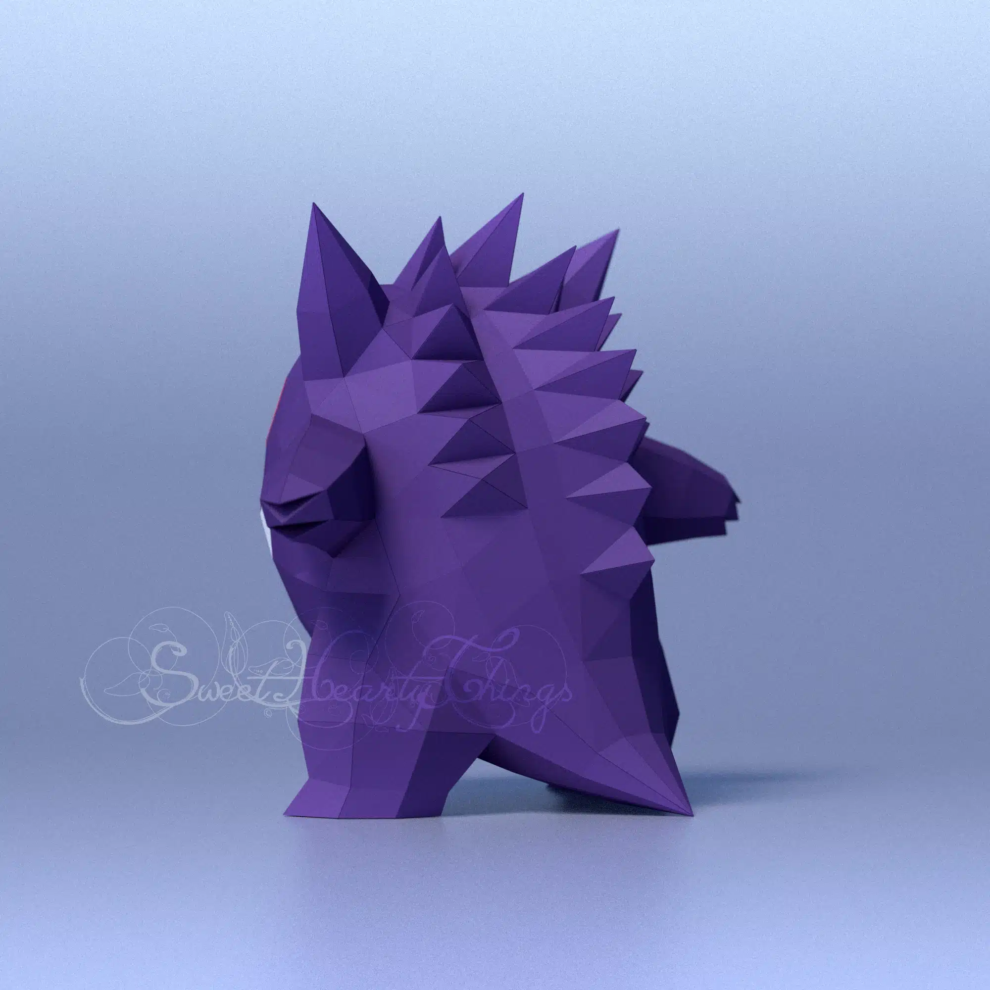 Gengar Pokémon Papercraft in 3D Origami, back view