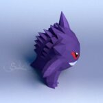 Papercraft of Gengar Pokémon in 3D origami