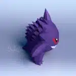 Gengar Pokémon Papercraft in 3D Origami, side view