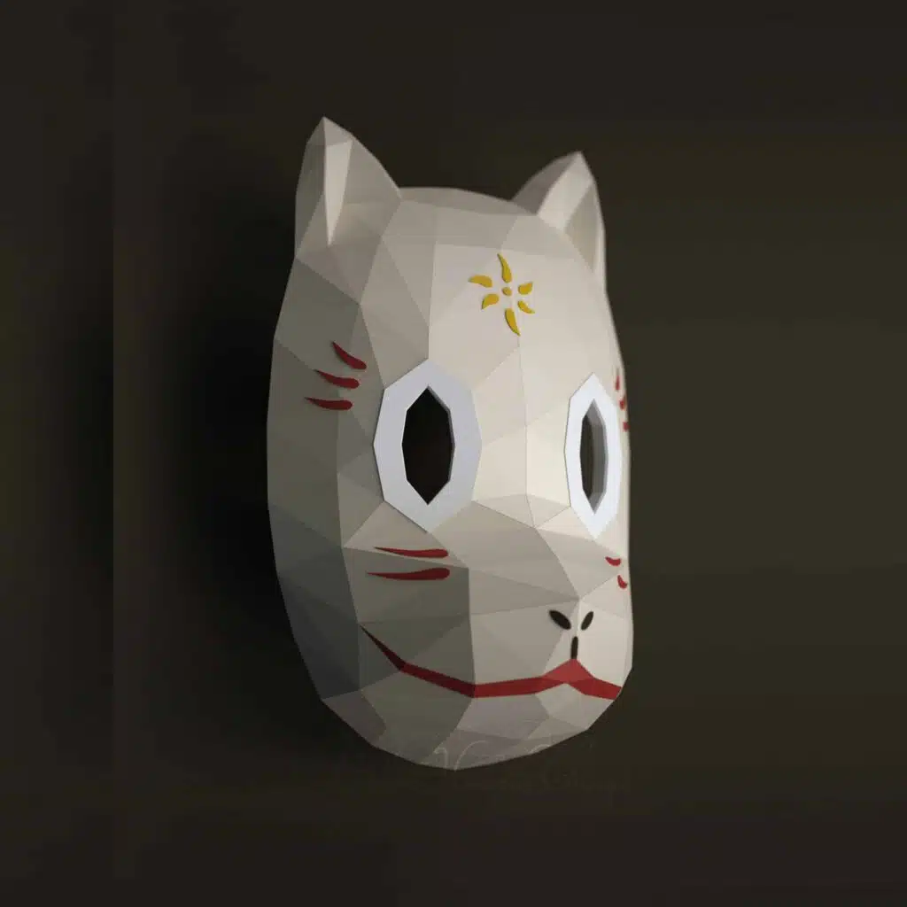 Gin 3D origami papercraft mask, 3D model