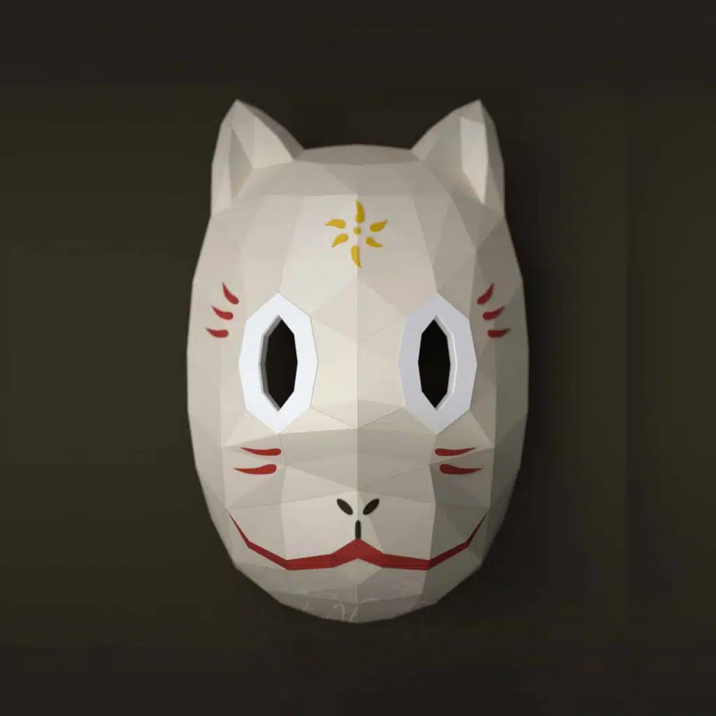 Gin 3D origami papercraft mask