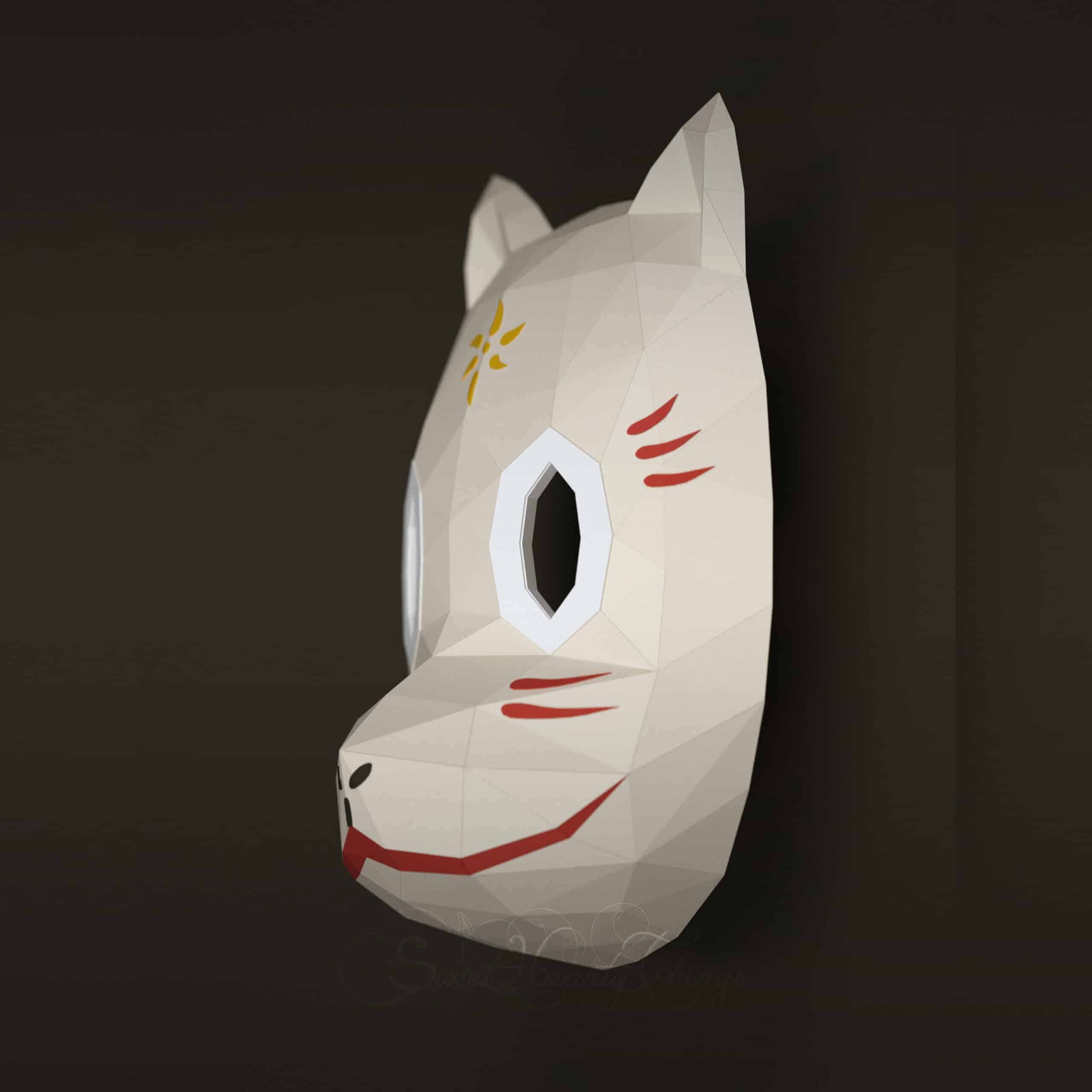 Papercraft Gin mask in 3D origami