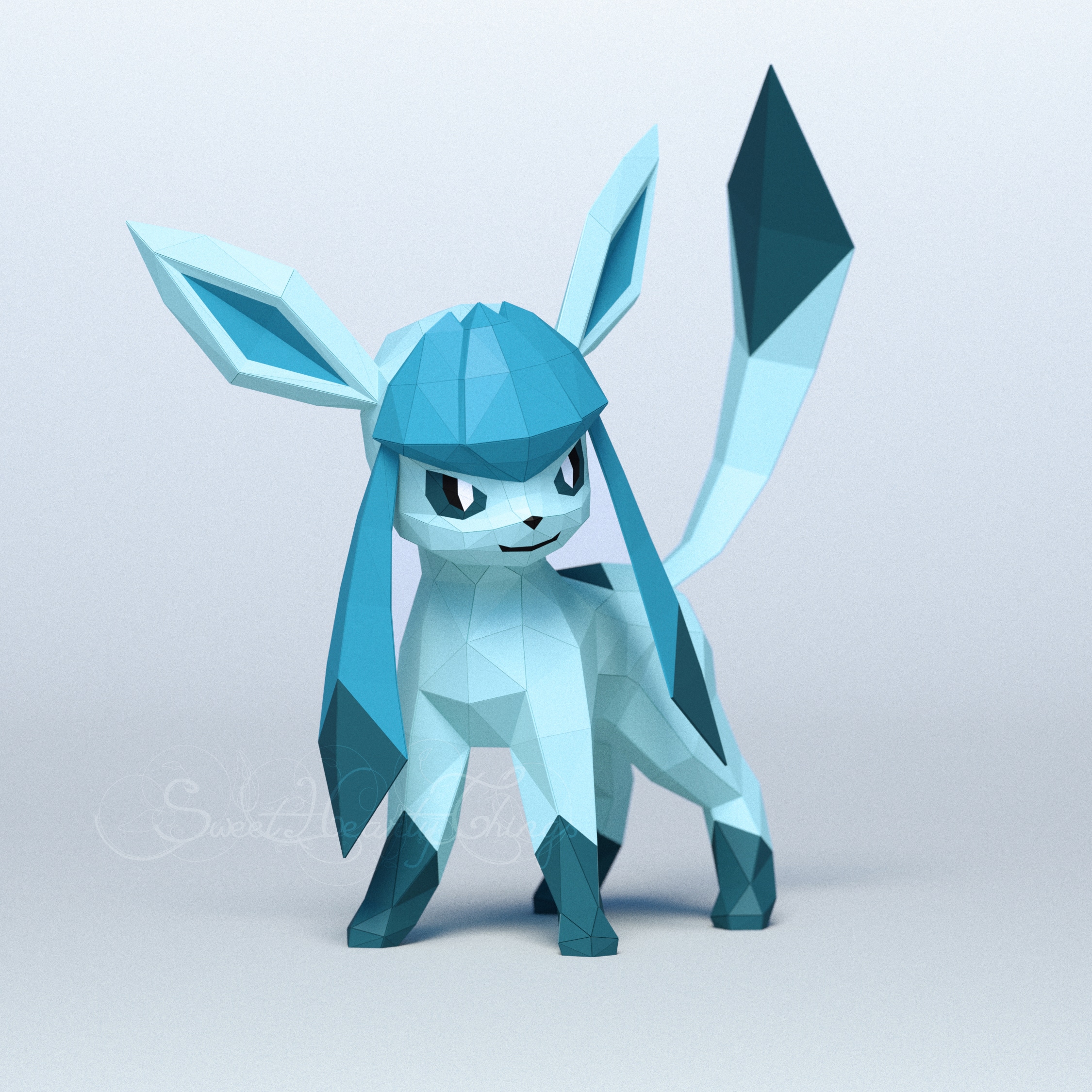Papercraft of Glaceon Pokémon in origami