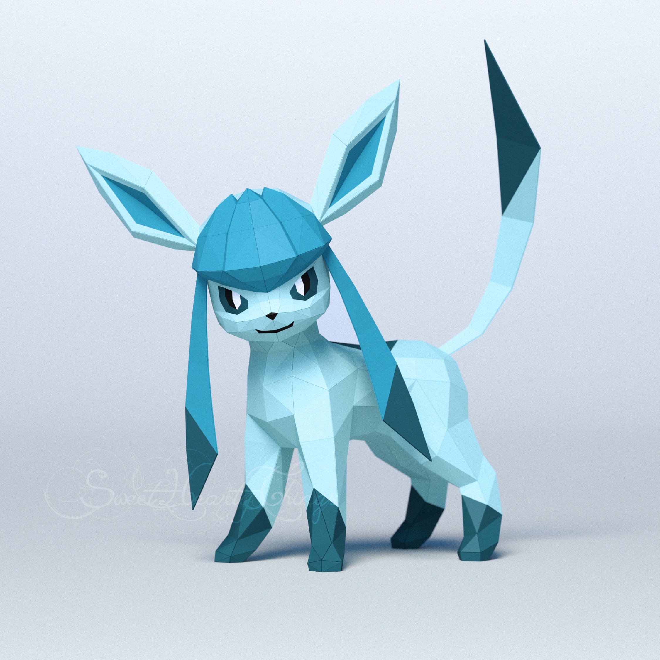 Papercraft of Glaceon Pokémon in origami
