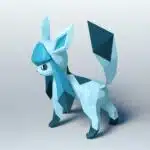 Glaceon Pokémon origami papercraft, side view