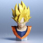 Papercraft busto de Goku em origami 3D