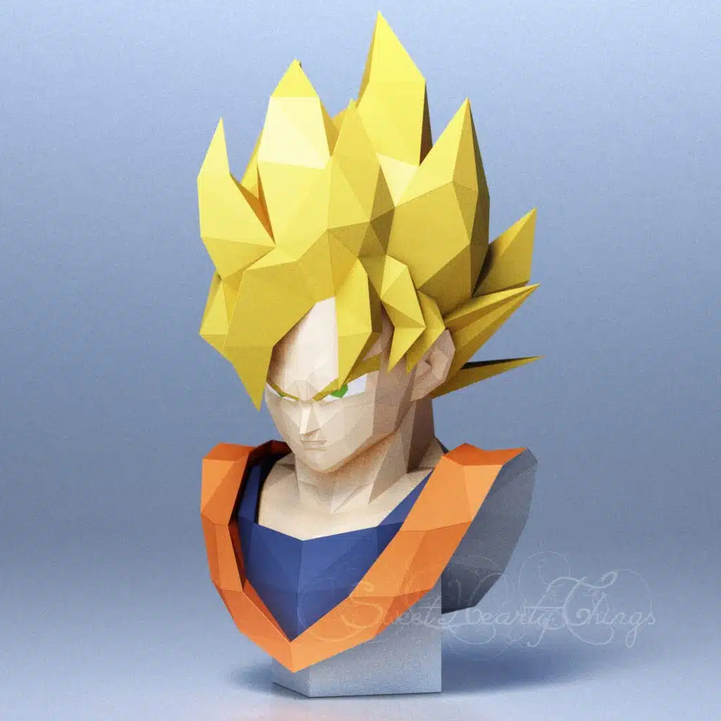 Papercraft de buste de Goku en origami 3D