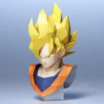 Papercraft busto de Goku em origami 3D