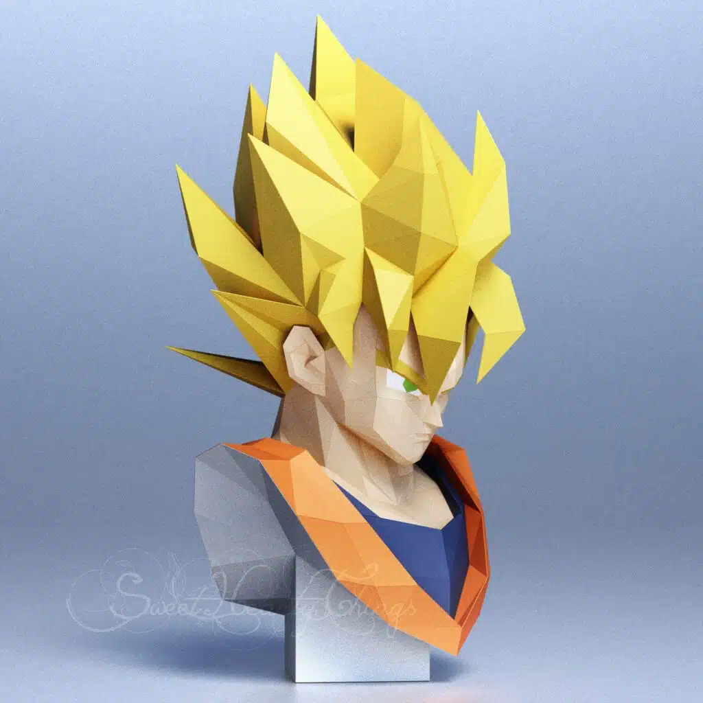 Papercraft de buste de Goku en origami 3D
