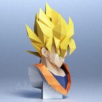 Papercraft busto de Goku em origami 3D
