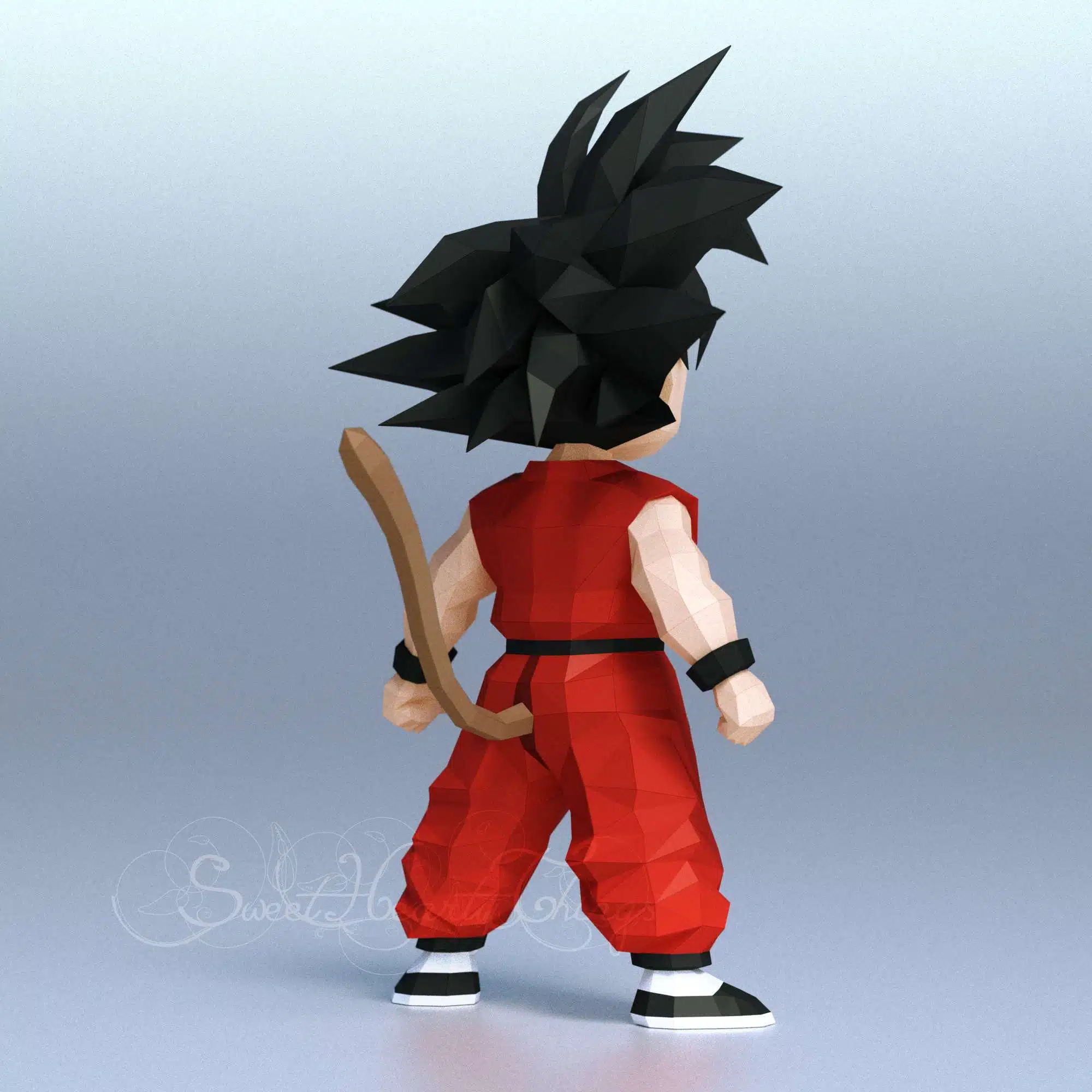 Child Goku papercraft origami, side view