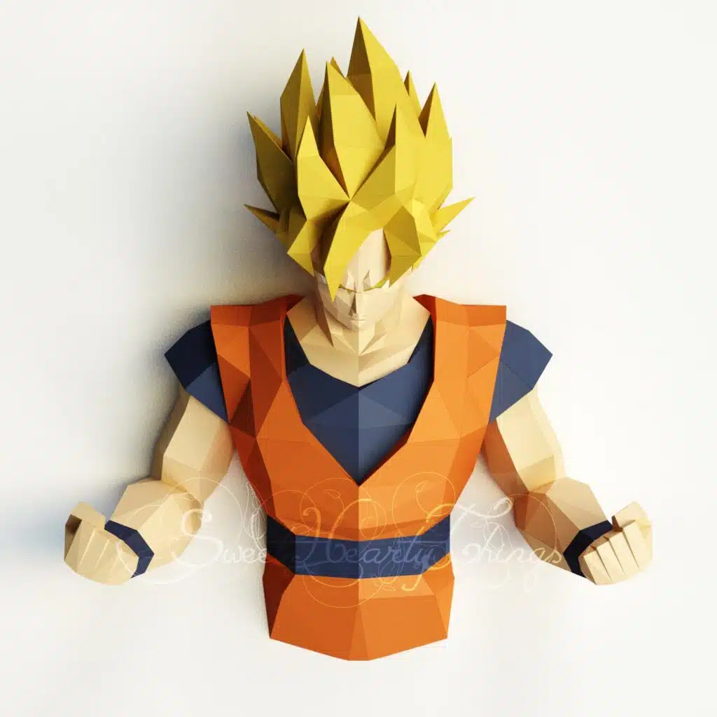Goku 3D Origami Papercraft Wall Sculpture, 3D model