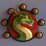 Papercraft de dragão Shenlong em origami 3D