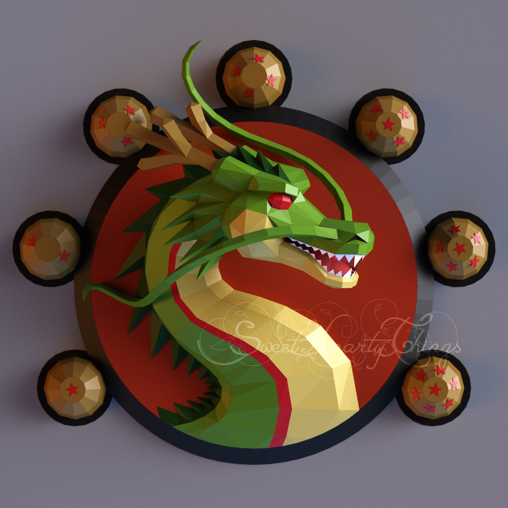 Papercraft de dragón Shenron en origami 3D Papercraft de dragón Shenron en origami 3D