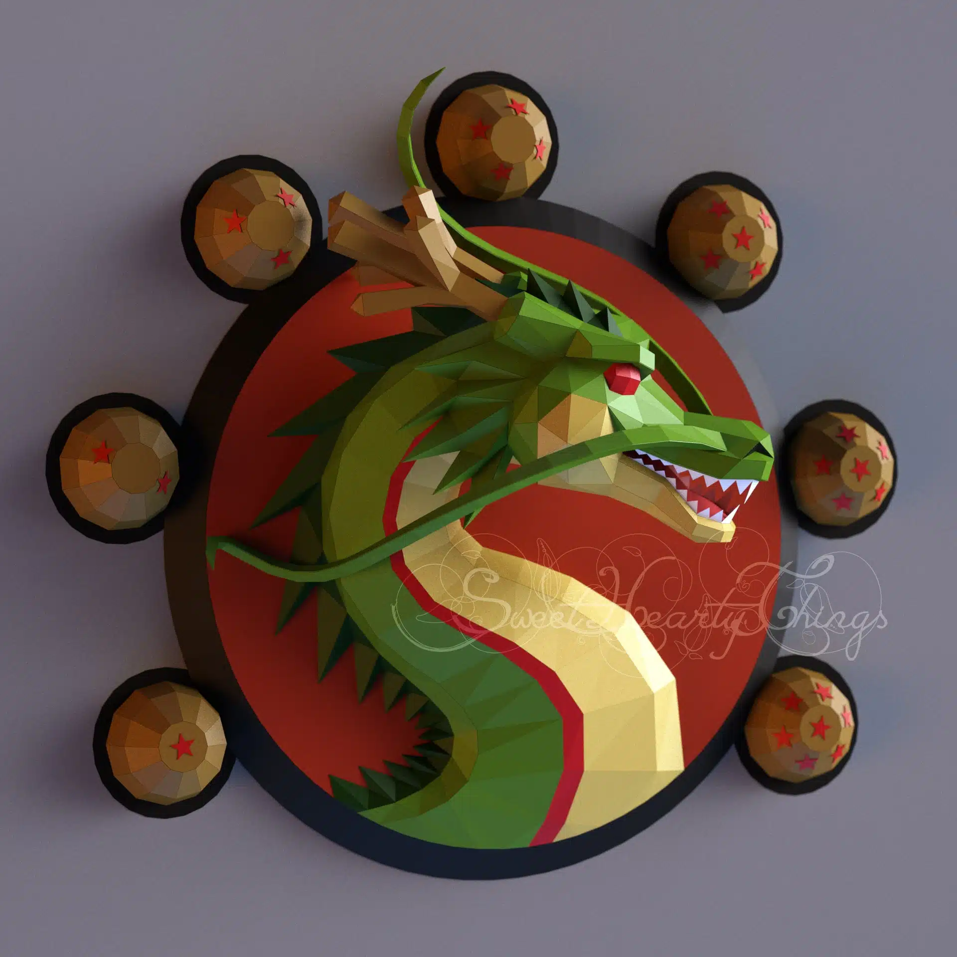 Shenron Shenlong dragon papercraft origami, back view