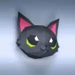 3D Origami Papercraft Black Kitten Head, 3D model