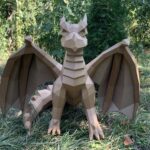 Papercraft dragon in 3D origami