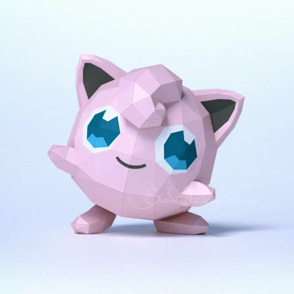Papercraft di Jigglypuff Pokémon in origami 3D