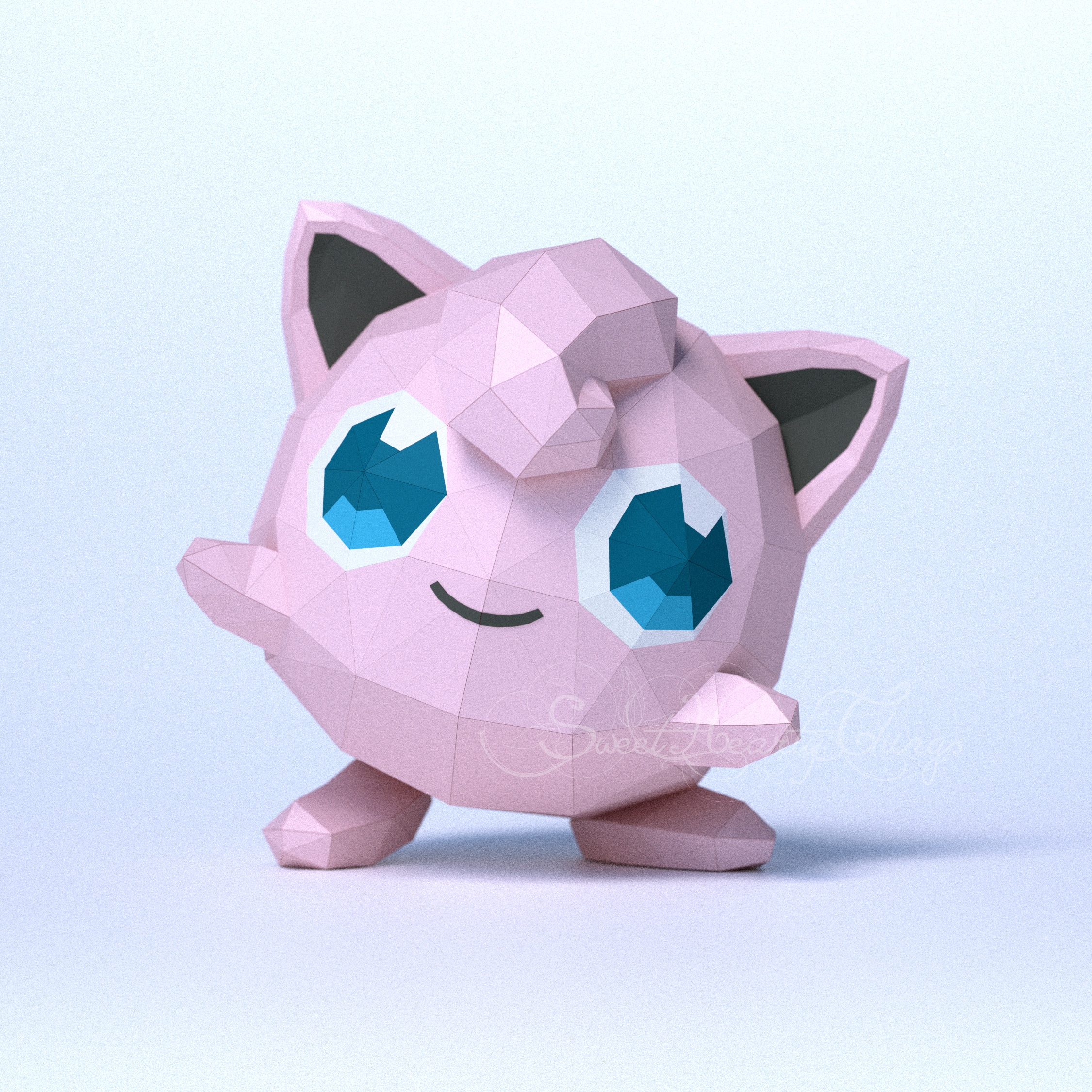 Papercraft Jigglypuff Pokémon in 3D origami