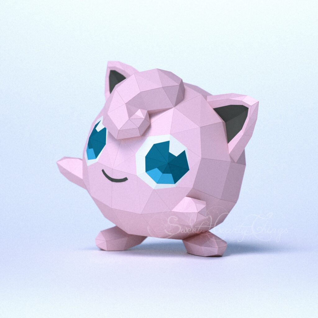 Papercraft di Jigglypuff Pokémon in origami 3D