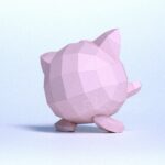 Papercraft Jigglypuff Pokémon in 3D origami