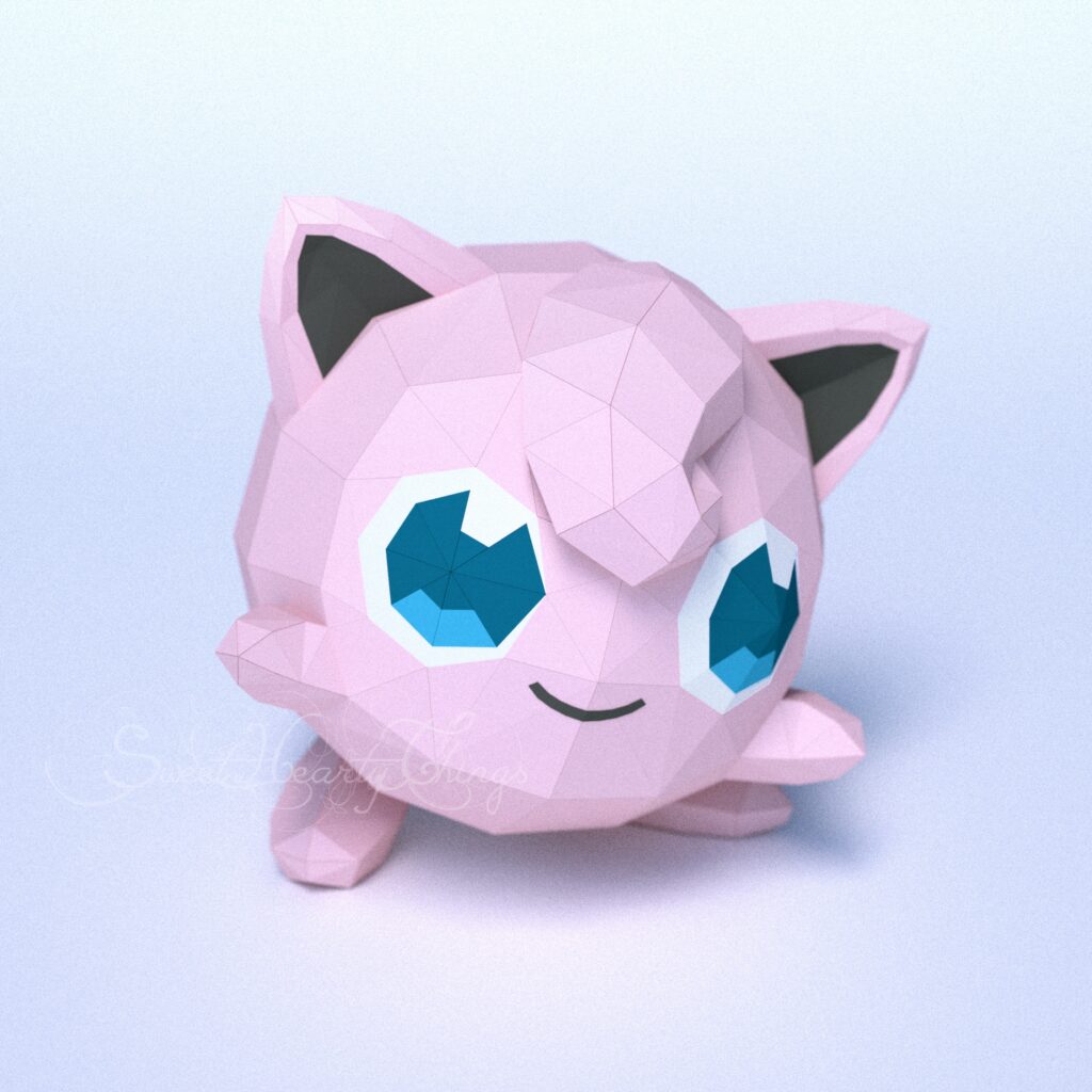 Papercraft di Jigglypuff Pokémon in origami 3D