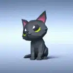 Black cat 3D origami papercraft, detail