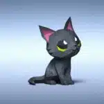 Black cat 3D origami papercraft, back view
