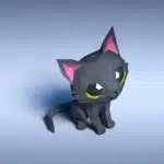 Black cat 3D origami papercraft, side view