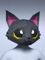 3D Origami Black Cat Mask Papercraft, detail